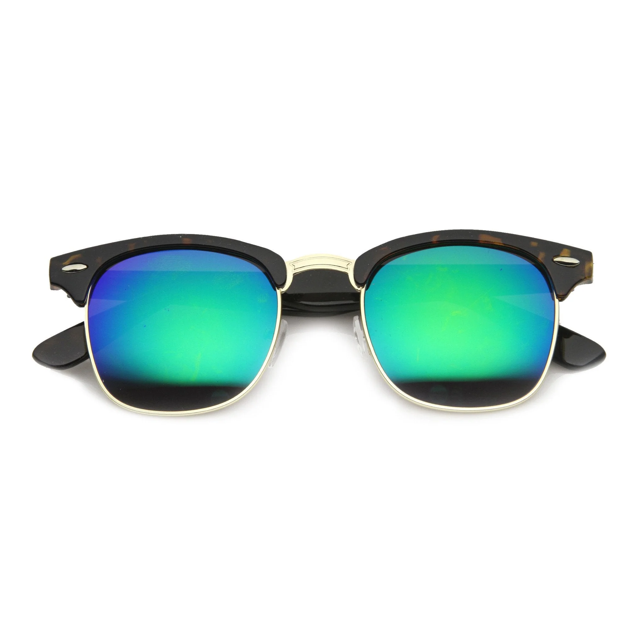zeroUV Retro Horned Rim Half Frame Flash Mirror Lens Sunglasses 9309 - Image 15