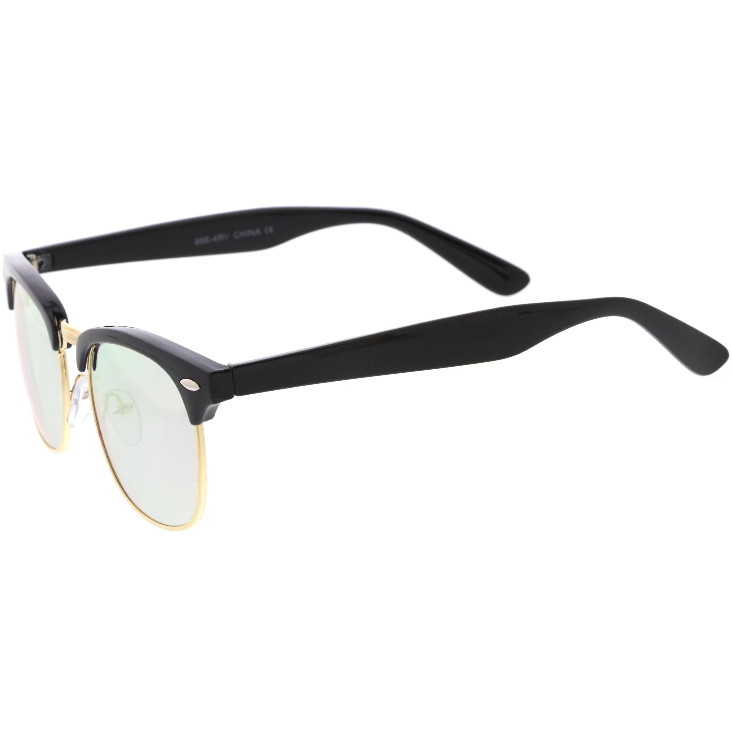 zeroUV Retro Horned Rim Half Frame Flash Mirror Lens Sunglasses 9309 - Image 5