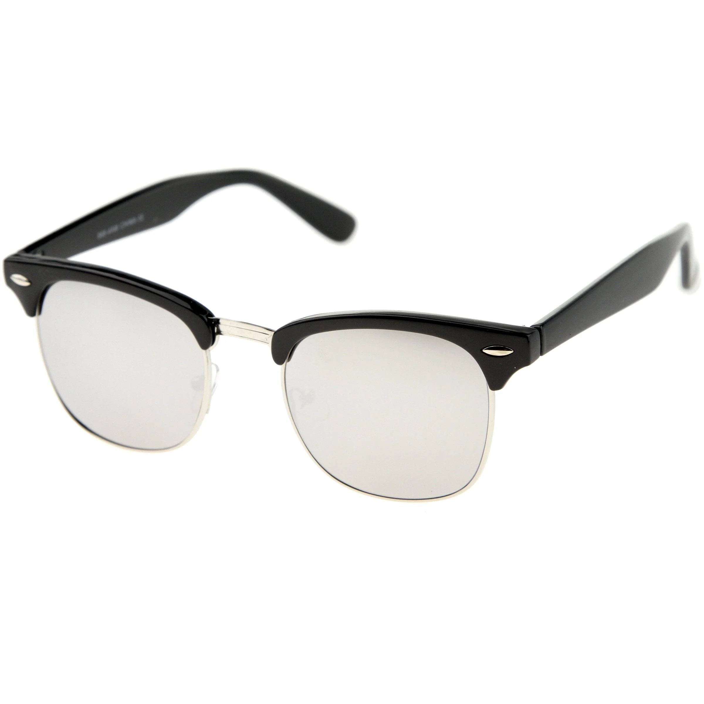zeroUV Retro Horned Rim Half Frame Flash Mirror Lens Sunglasses 9309 - Image 7
