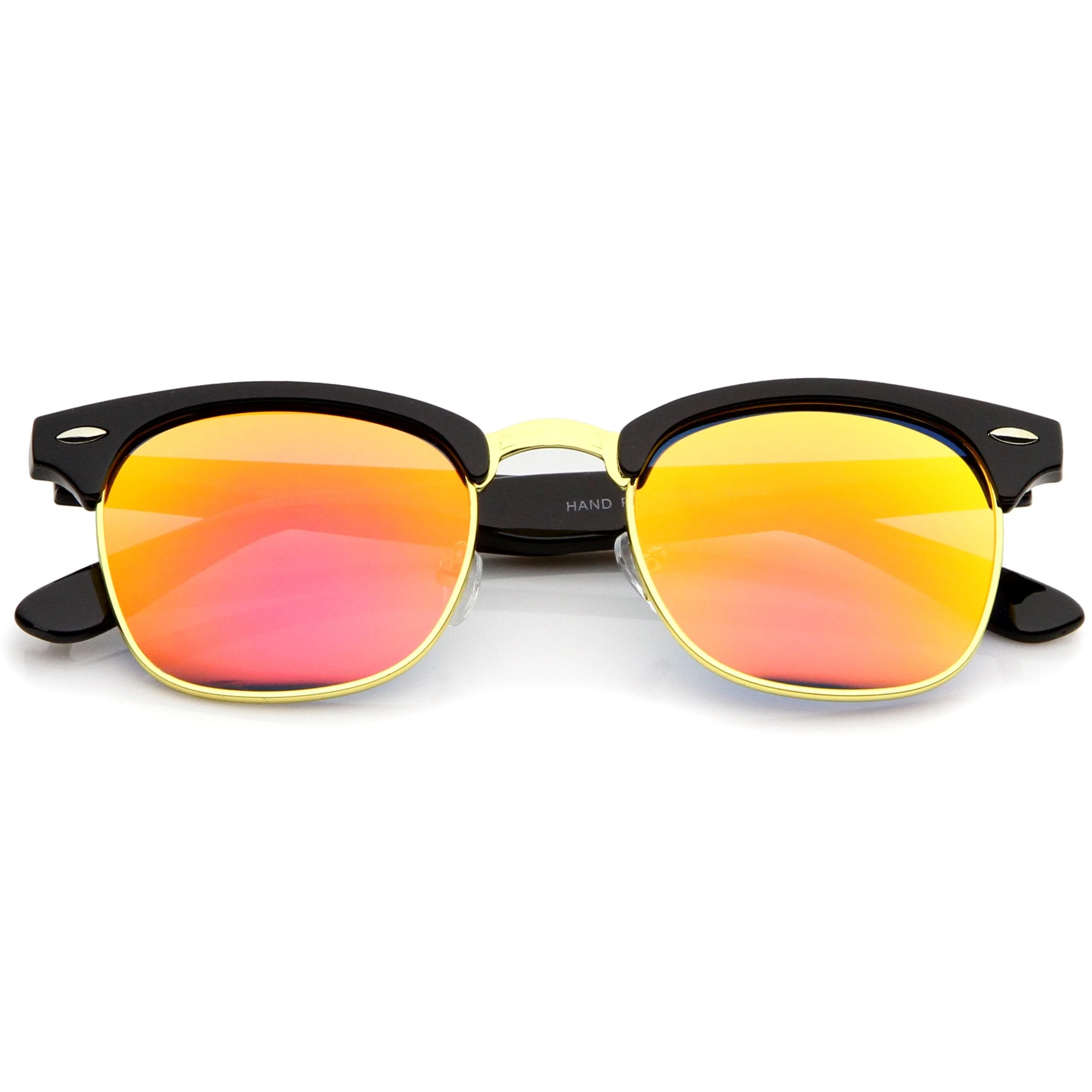 zeroUV Retro Horned Rim Half Frame Flash Mirror Lens Sunglasses 9309 - Image 9