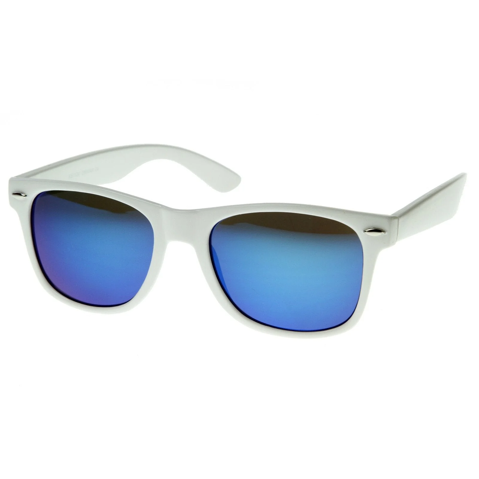 zeroUV Retro Horned Rime Sunglasses With Flash Mirror Lenses 8075 - Image 2