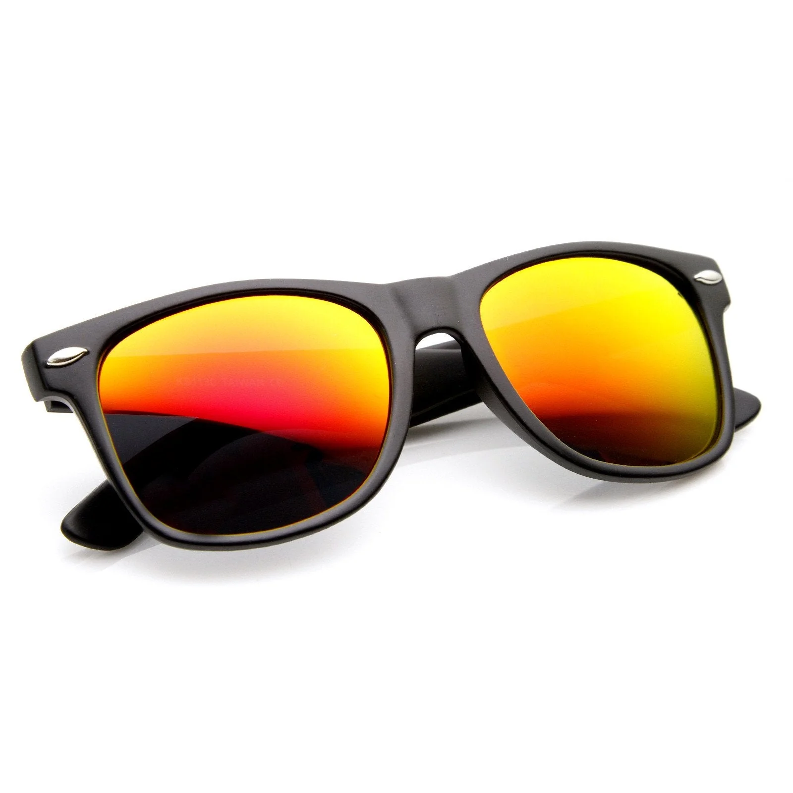 zeroUV Retro Matte Black Horned Rim Flash Colored Lens Sunglasses 58mm 8025 - Image 9