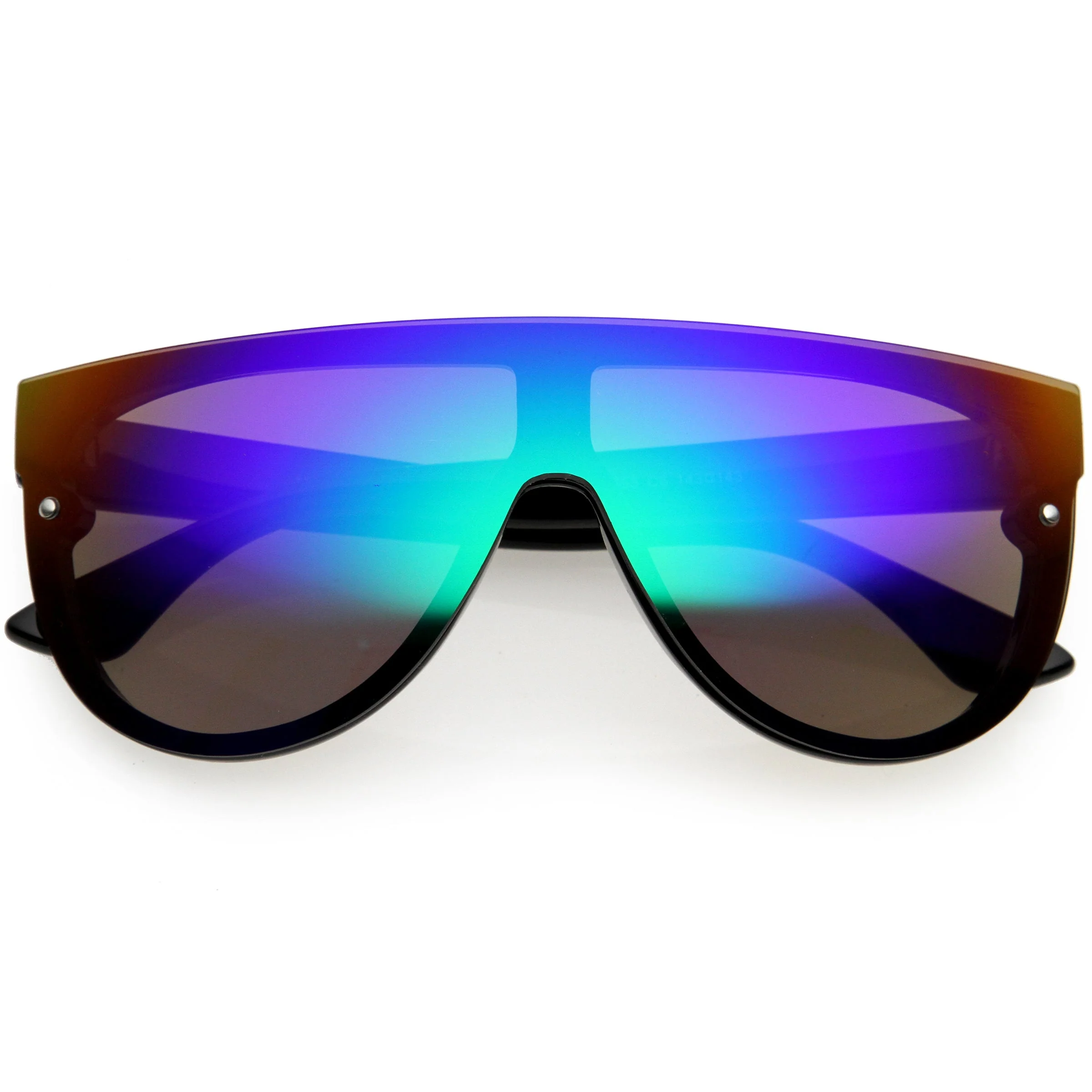 zeroUV Retro Modern Flat Top Mirror Lens Shield Aviator Sunglasses 9798 - Image 3