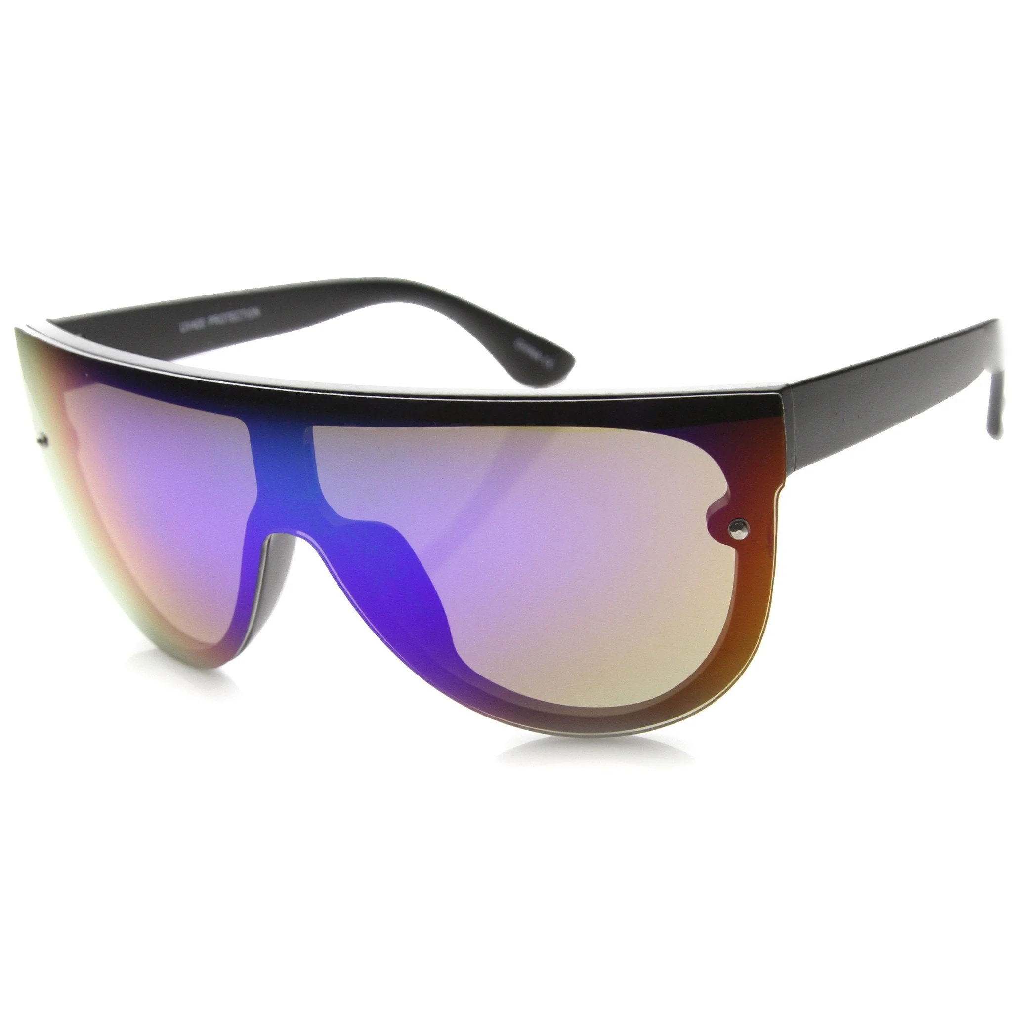zeroUV Retro Modern Flat Top Mirror Lens Shield Aviator Sunglasses 9798 - Image 4