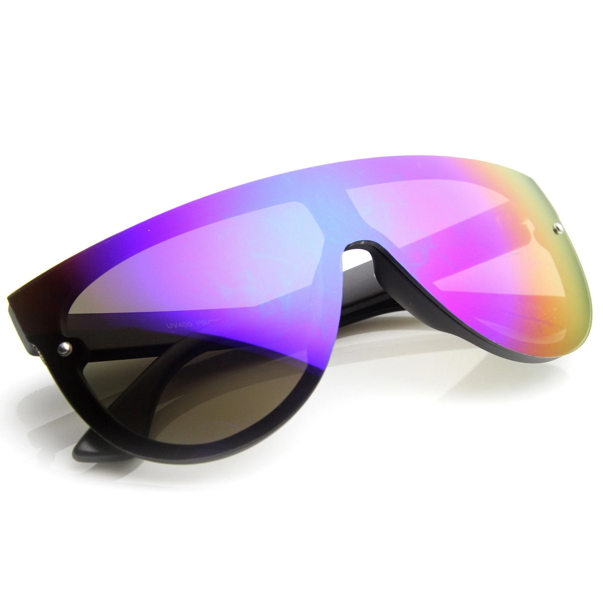 zeroUV Retro Modern Flat Top Mirror Lens Shield Aviator Sunglasses 9798 - Image 5