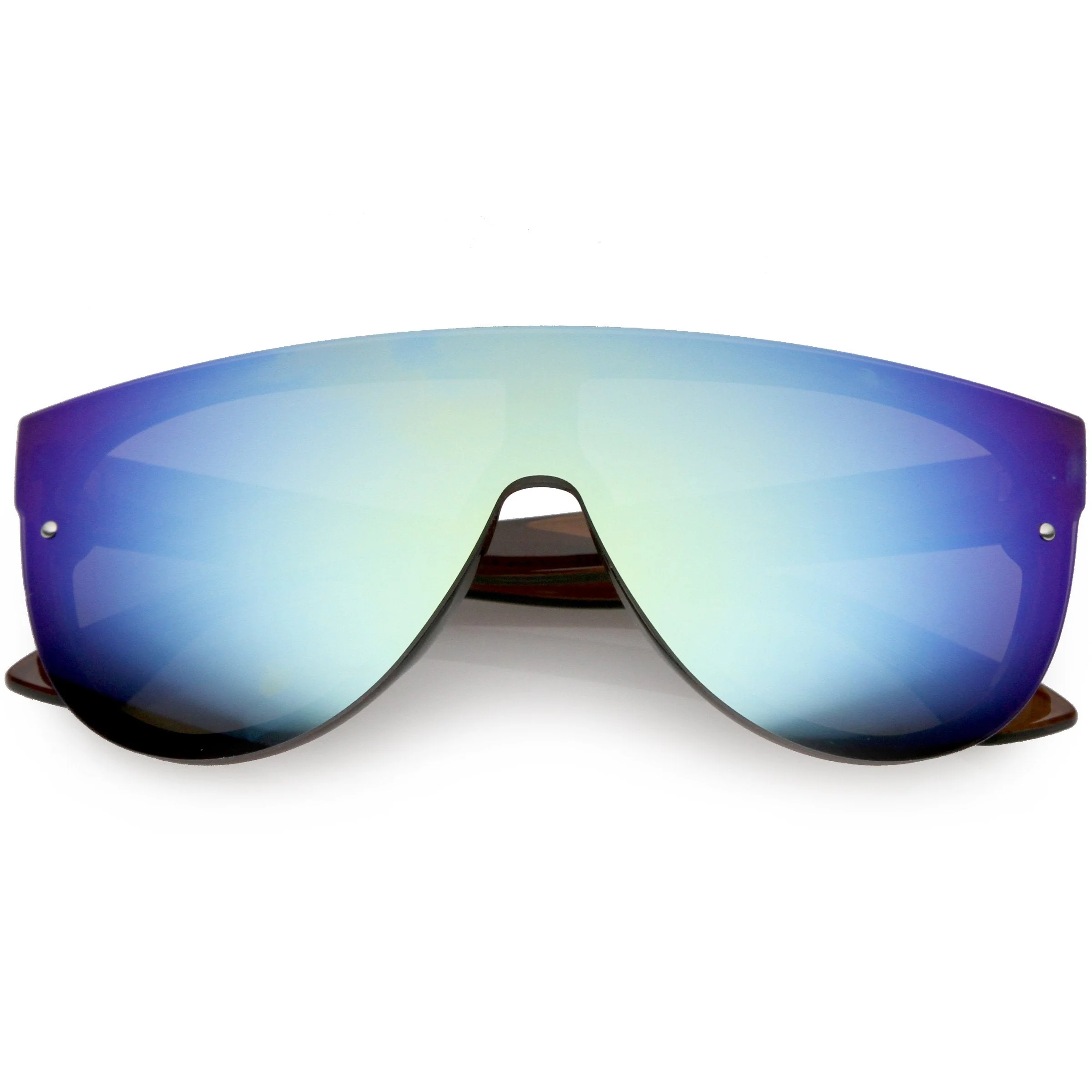 zeroUV Retro Modern Flat Top Mirror Lens Shield Aviator Sunglasses 9798 - Image 7