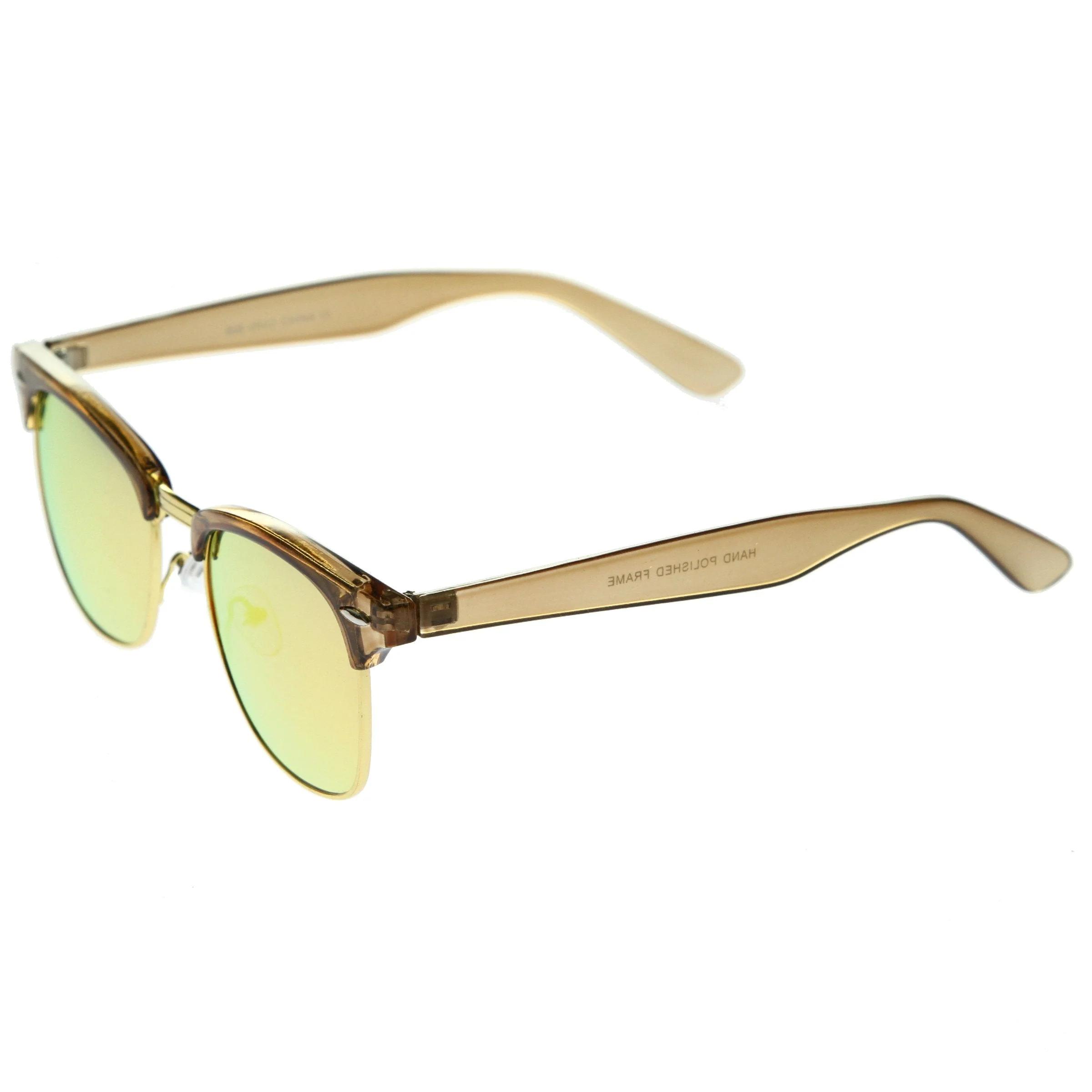 zeroUV Retro Modern Horned Rim Half Frame Mirrored Lens Sunglasses A031 - Image 3