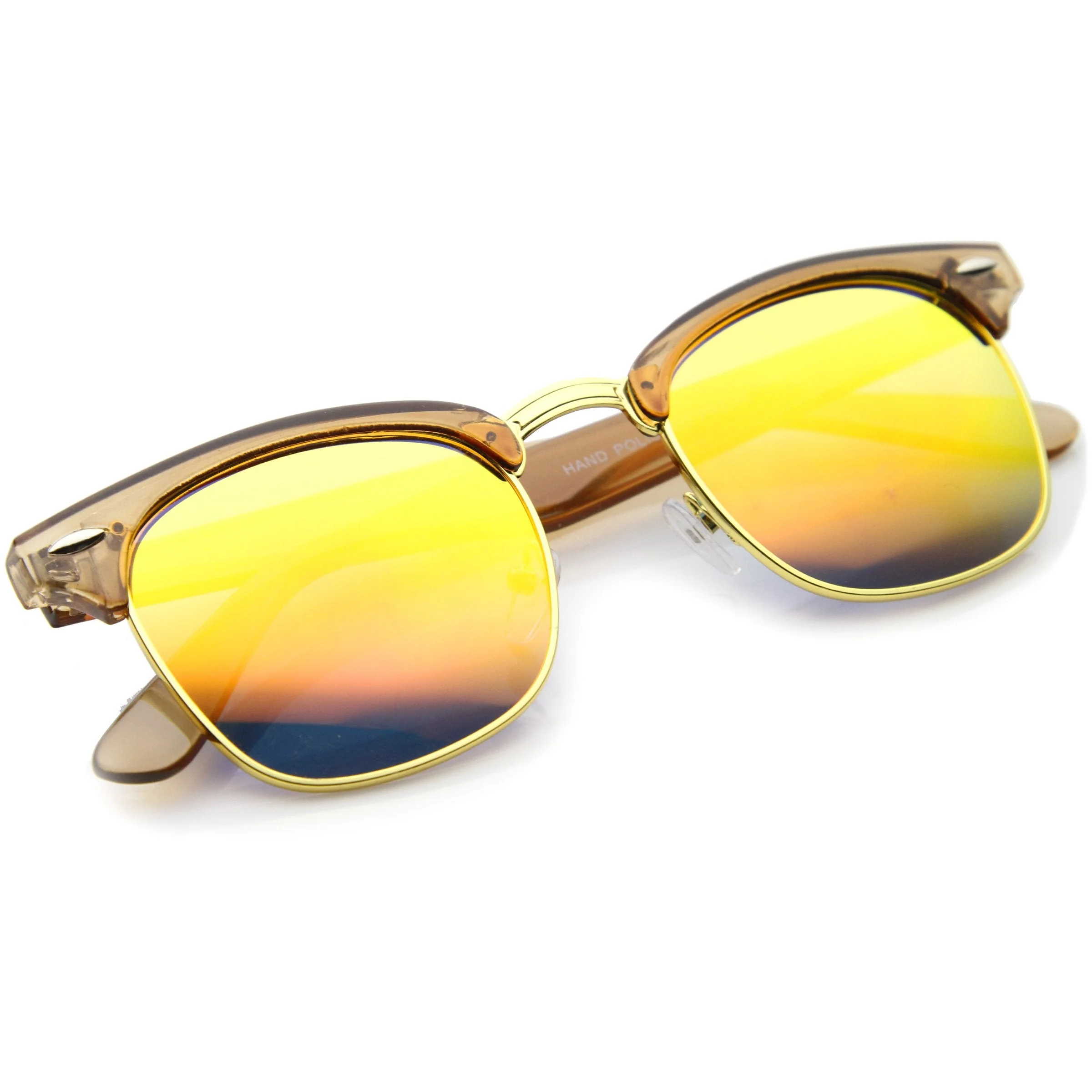 zeroUV Retro Modern Horned Rim Half Frame Mirrored Lens Sunglasses A031 - Image 4