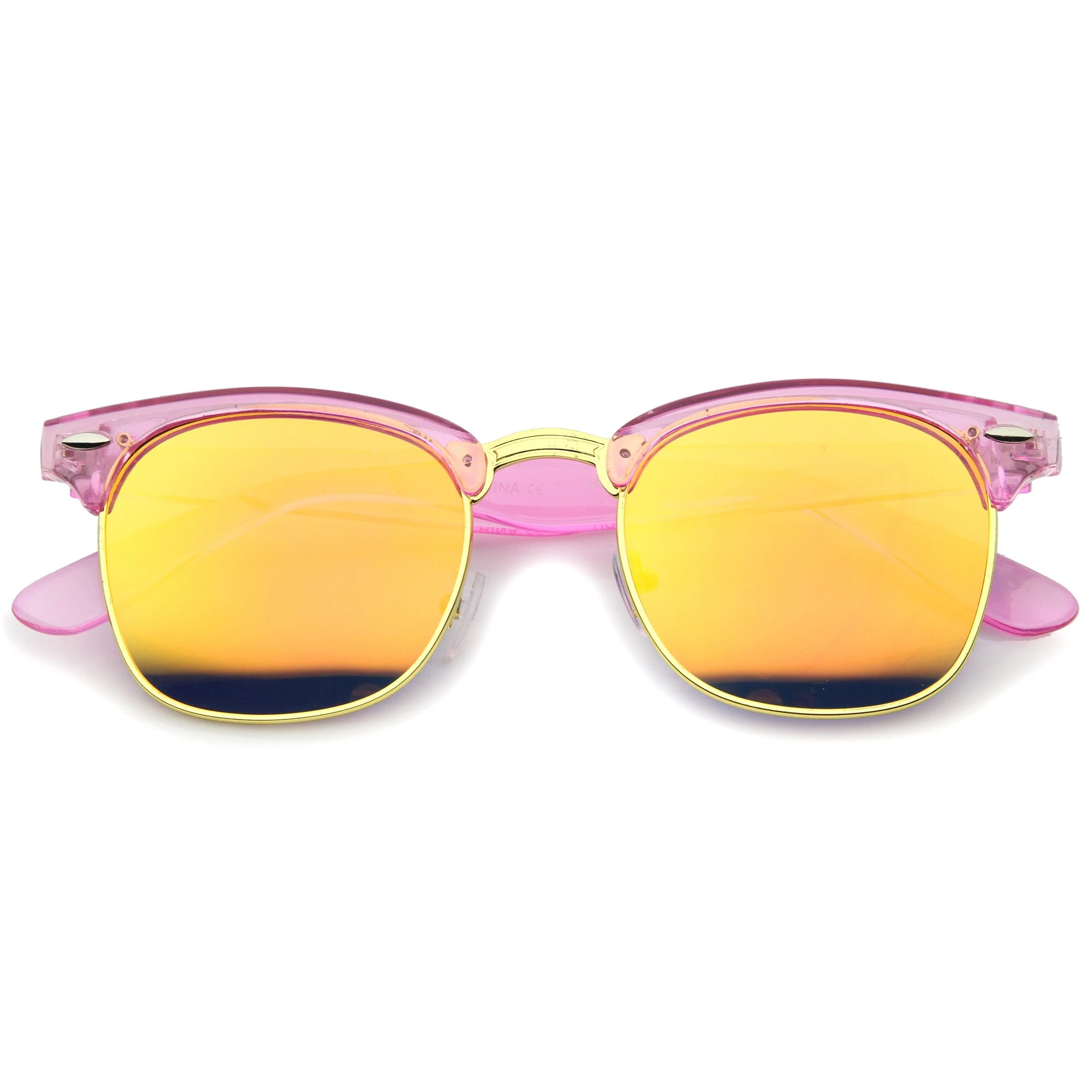 zeroUV Retro Modern Horned Rim Half Frame Mirrored Lens Sunglasses A031 - Image 6