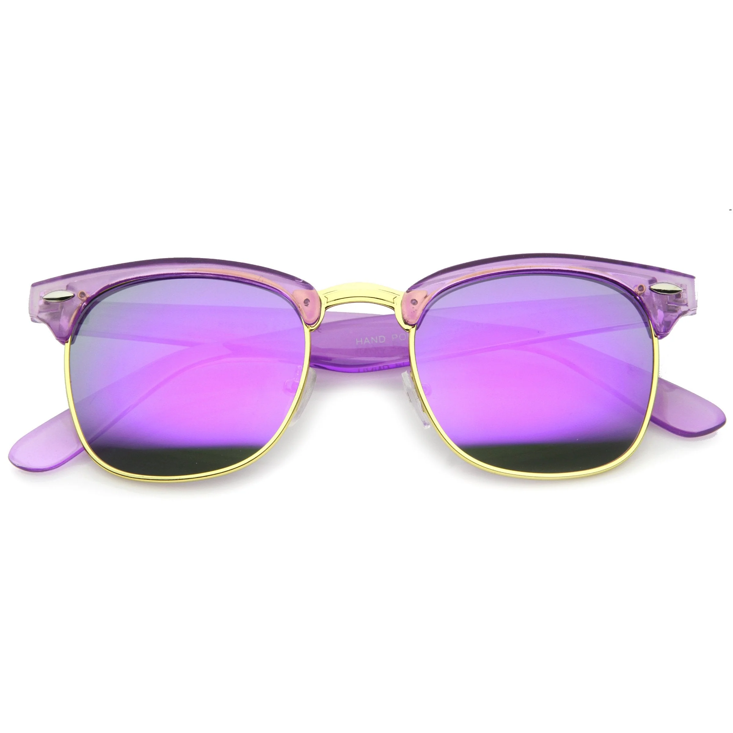 zeroUV Retro Modern Horned Rim Half Frame Mirrored Lens Sunglasses A031 - Image 7