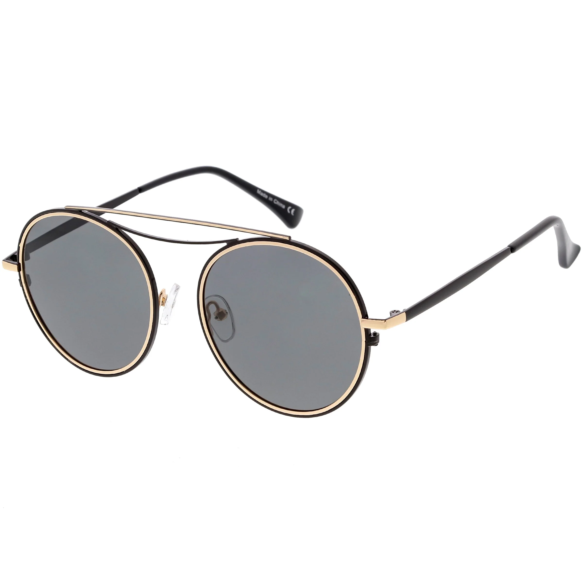 zeroUV Retro Polarized Round Metal Aviator Mirrored Lens Sunglasses C821 - Image 21