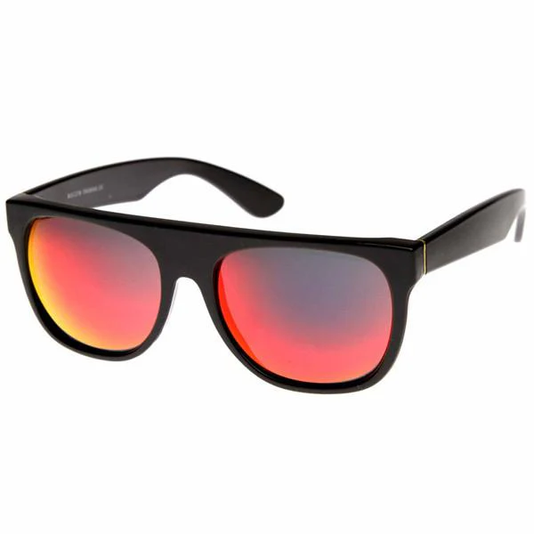 zeroUV Retro Super Flat Top Flash Mirrored Lens Sunglasses 8090 - Image 4