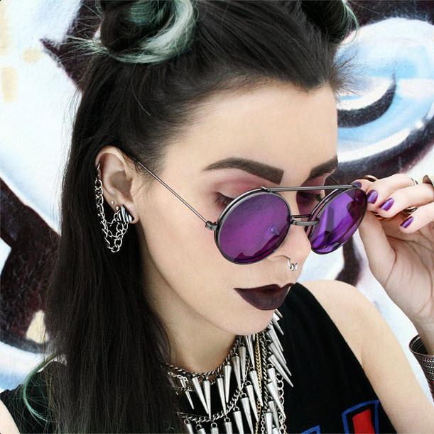 zeroUV Steampunk Vintage Circle Round Flip Up Vintage Sunglasses 8793 - Image 4
