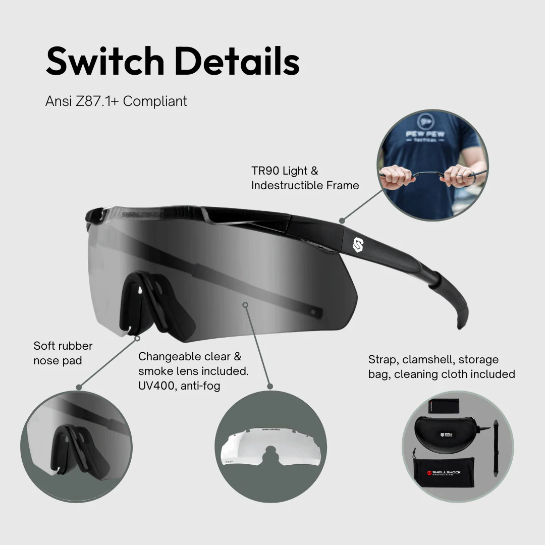 ShellShock SWITCH™ Z87+ Ballistic Glasses - Changeable Lens - Image 5