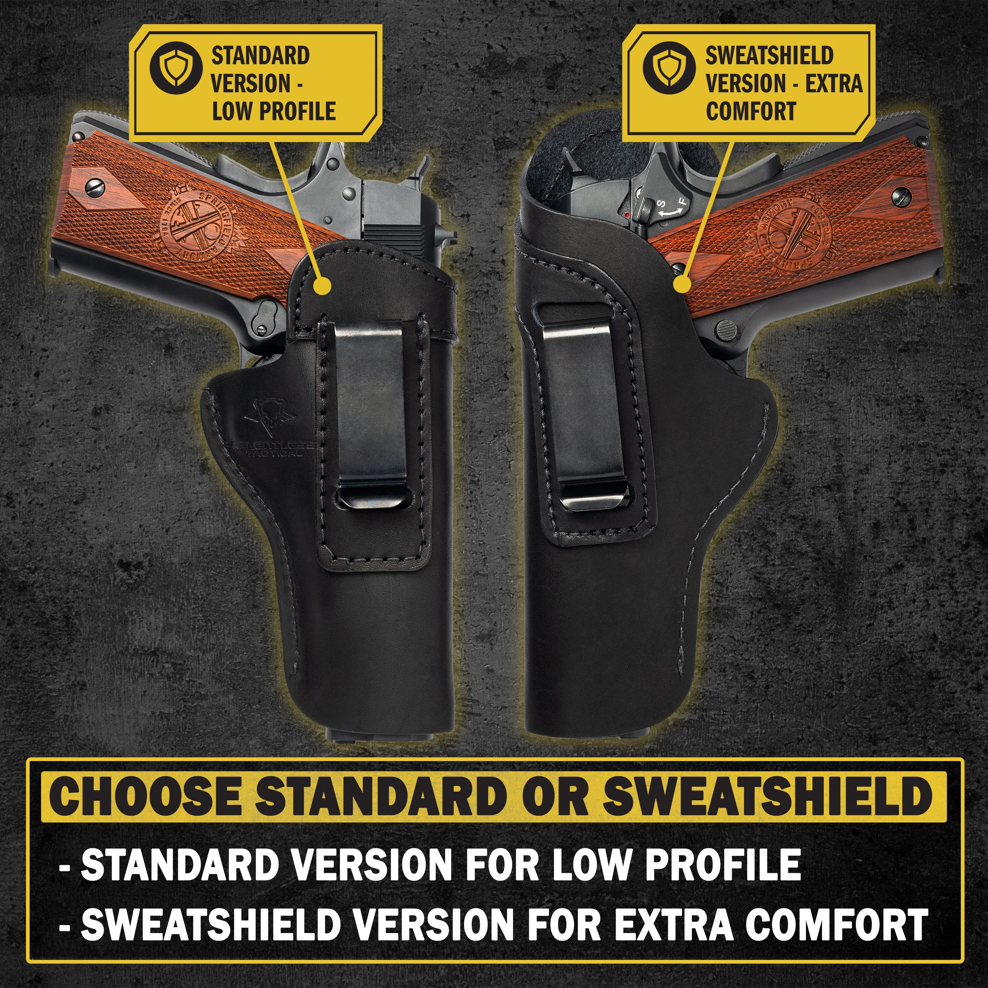 Relentless Tactical The Sweat Shield Defender Leather IWB Holster - Fits All 1911 Style Handguns - Lifetime Warranty - Made in USA - Image 2