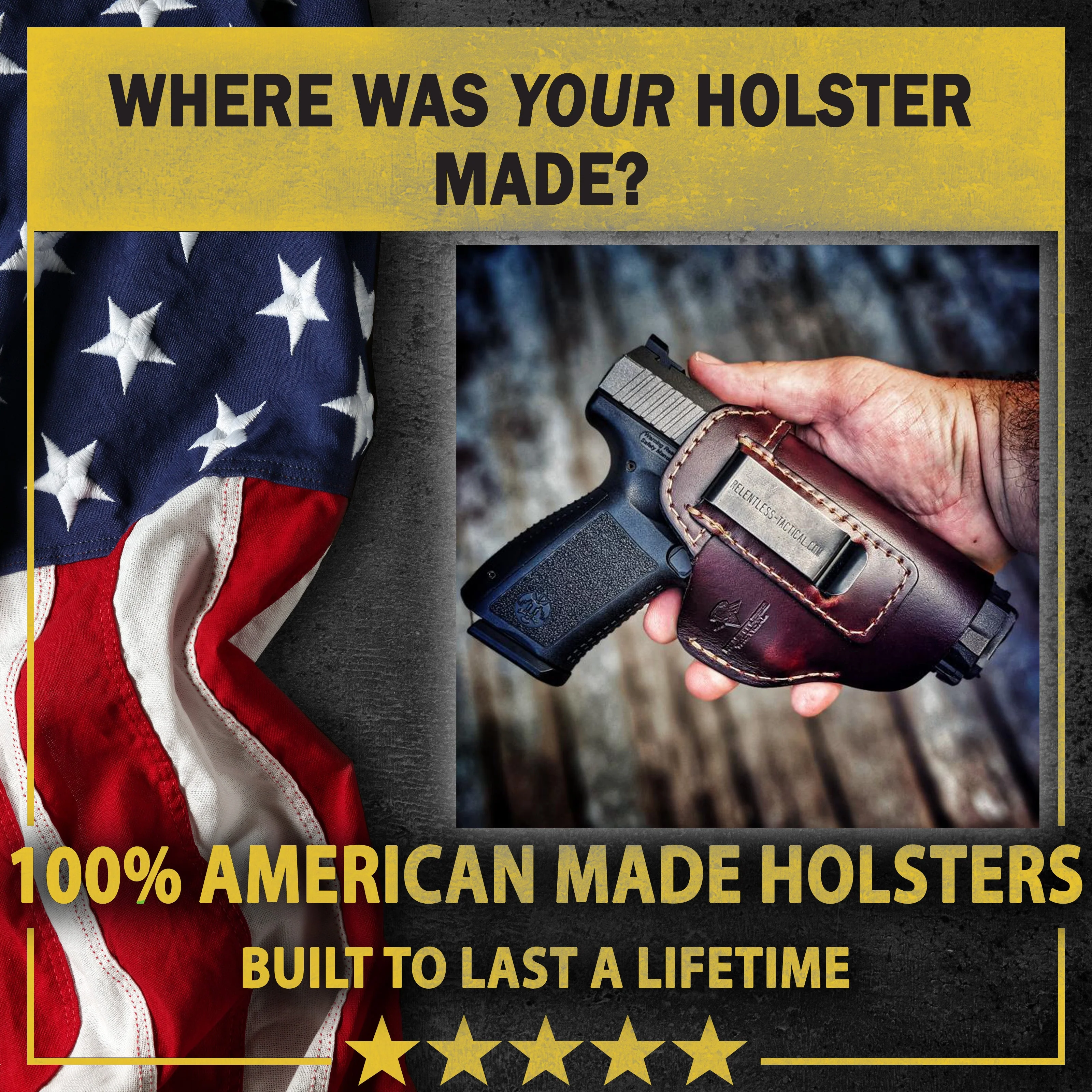 Relentless Tactical The Sweat Shield Defender Leather IWB Holster - Fits All 1911 Style Handguns - Lifetime Warranty - Made in USA - Image 3