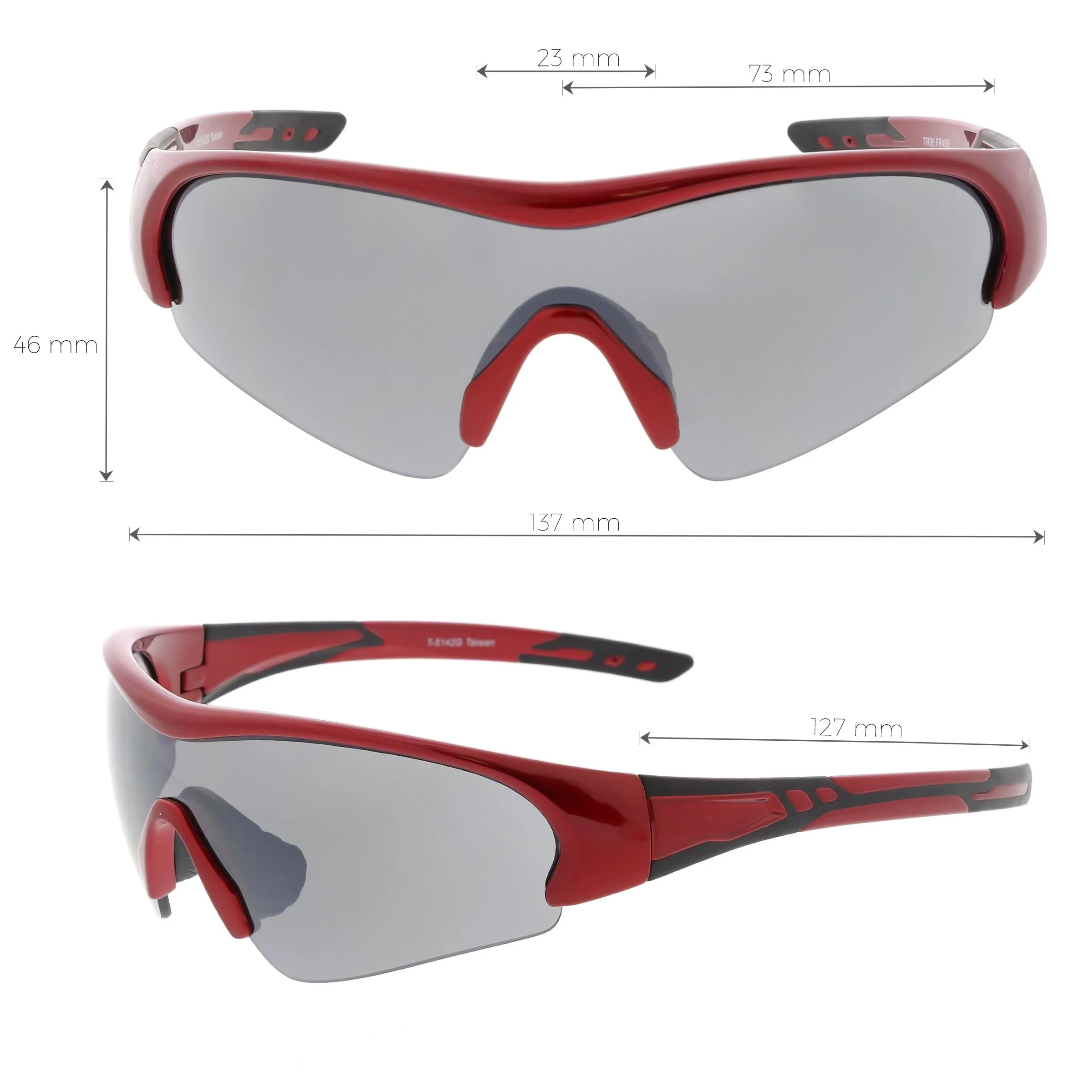 zeroUV TR-90 Performance Wrap Around Half Frame Sunglasses C798 - Image 5