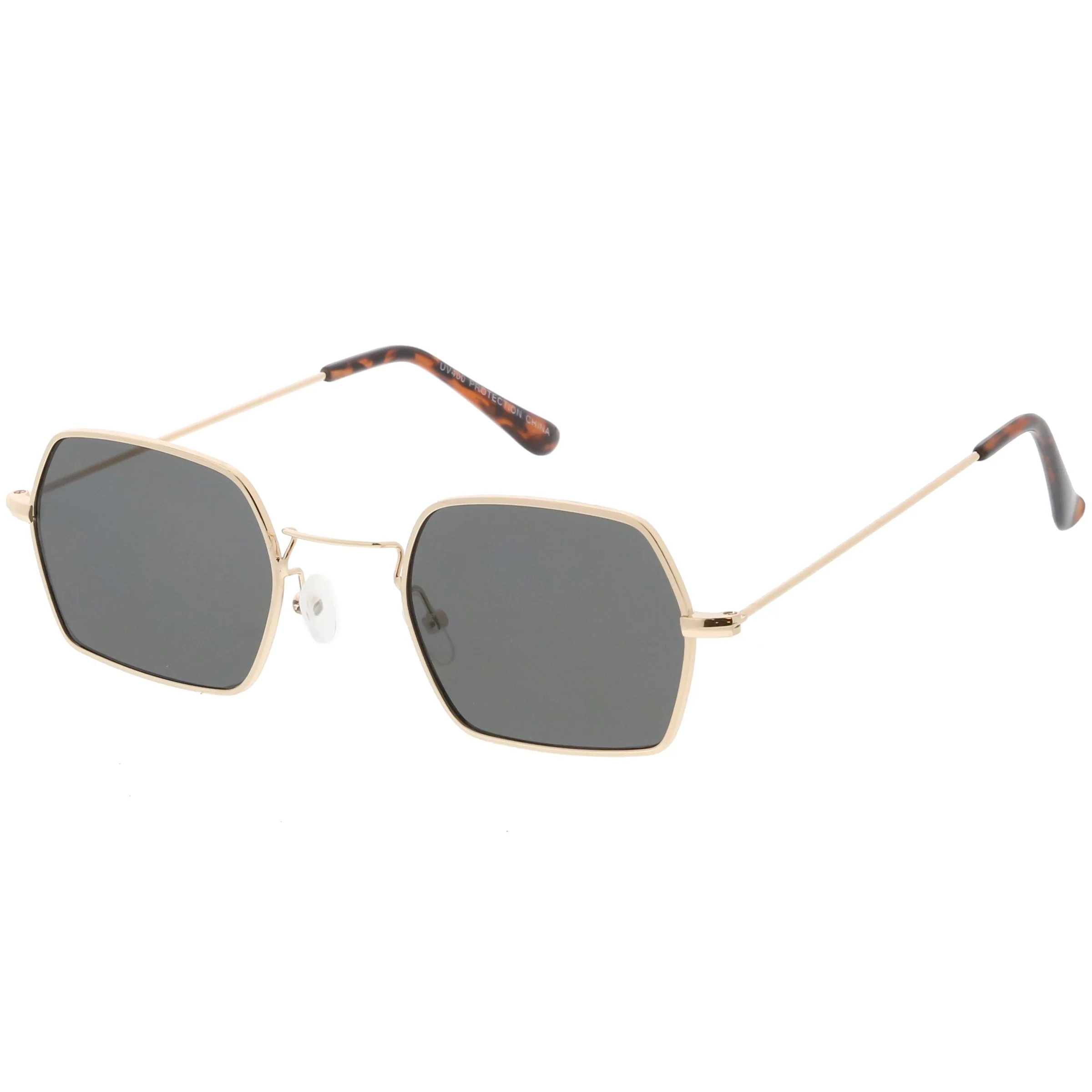 zeroUV Ultra Slim Metal Hexagon Geometric Sunglasses C633 - Image 4
