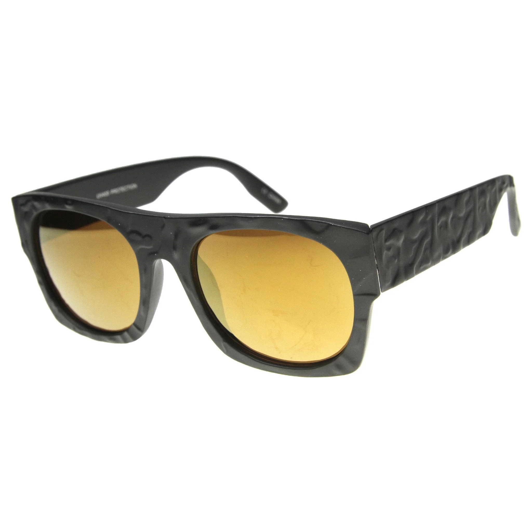 zeroUV Unique Textured Square Flat Top Sunglasses 9866 - Image 6