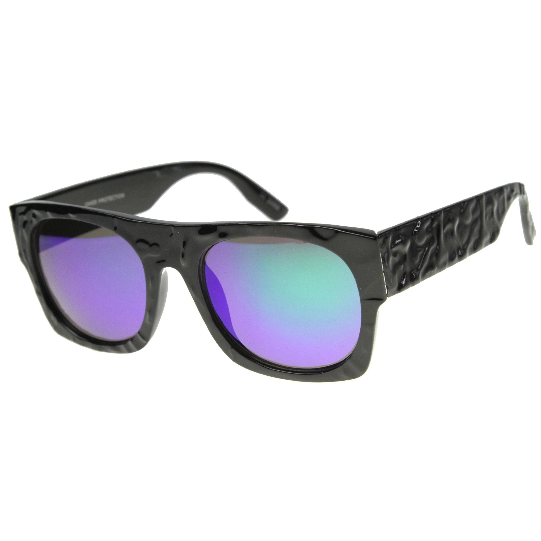 zeroUV Unique Textured Square Flat Top Sunglasses 9866 - Image 8