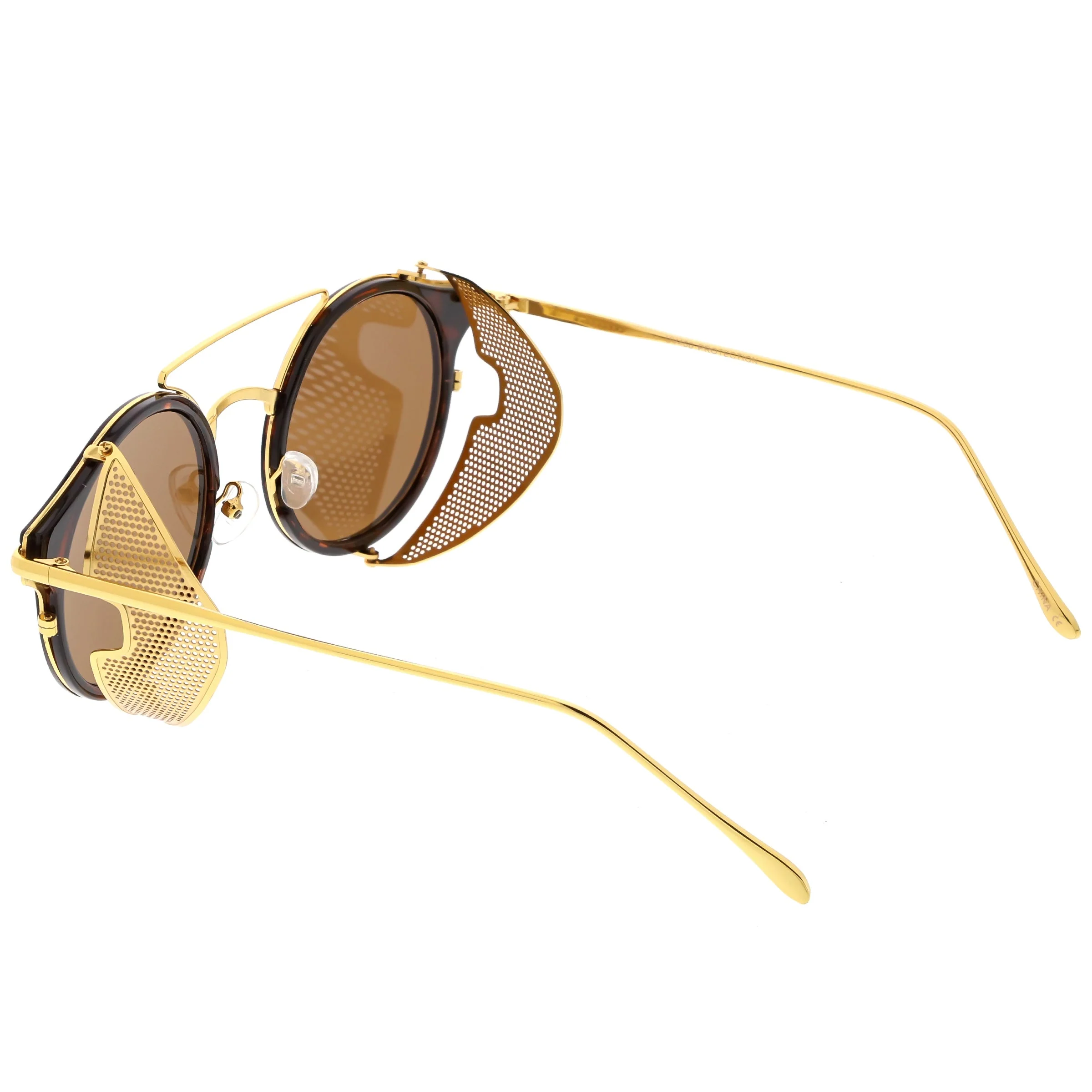 zeroUV Vintage Dapper Steampunk Side Cover Round Sunglasses C083 - Image 10