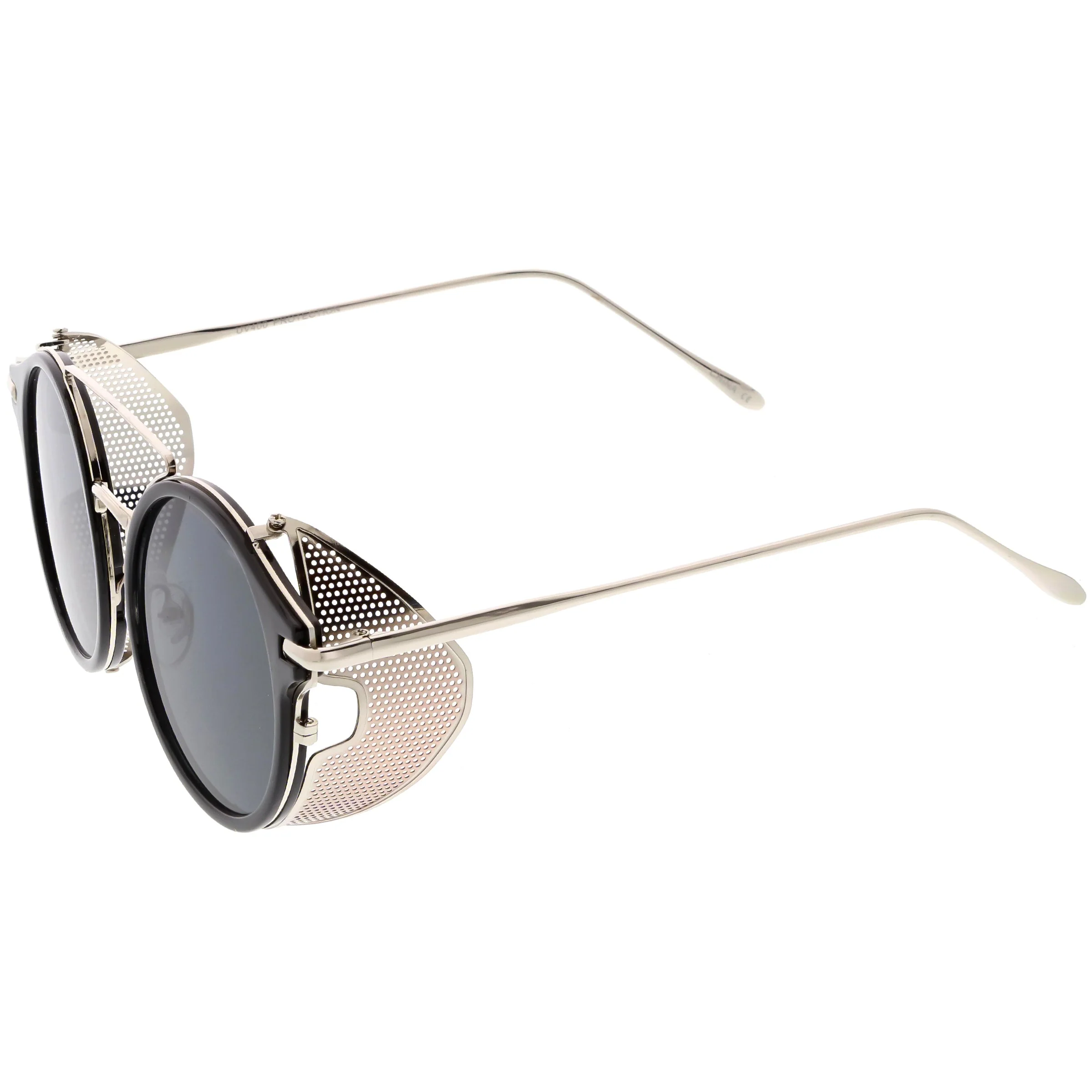 zeroUV Vintage Dapper Steampunk Side Cover Round Sunglasses C083 - Image 13