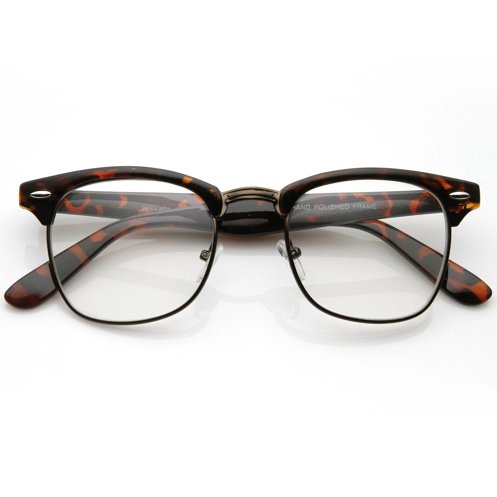 zeroUV Vintage Inspired Classic Horned Rim Half Frame Clear Lens Glasses 2933 - Image 15
