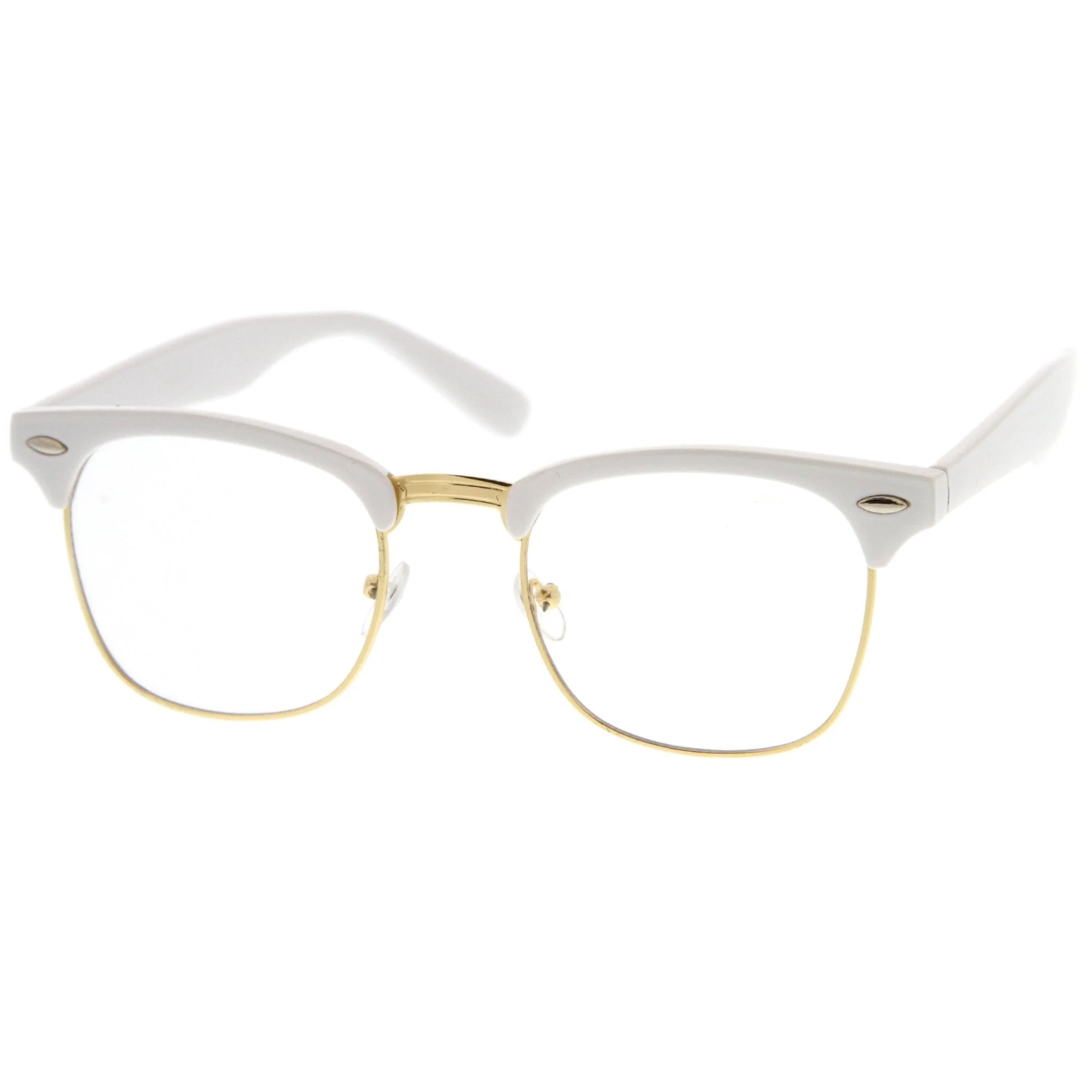 zeroUV Vintage Inspired Classic Horned Rim Half Frame Clear Lens Glasses 2933 - Image 24