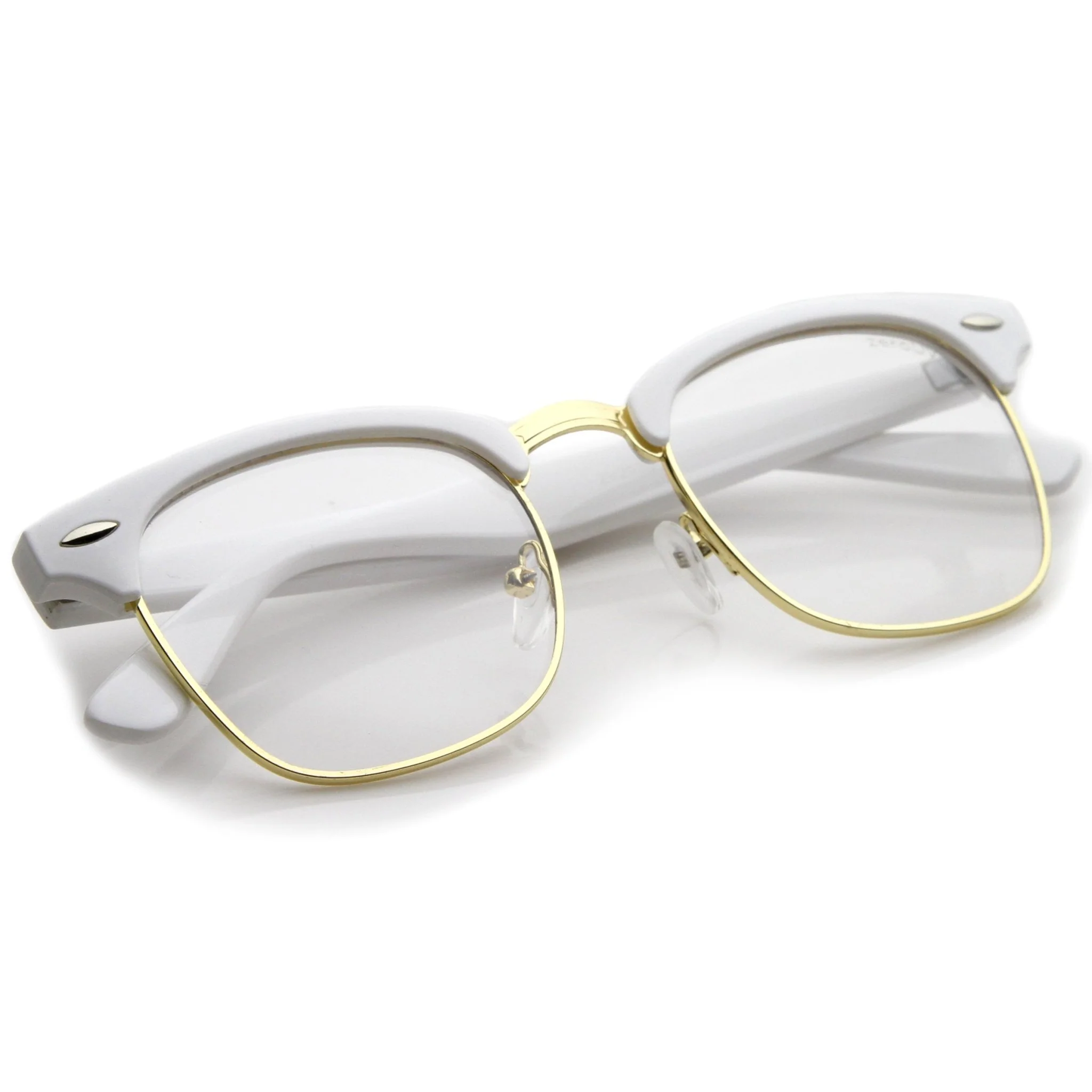 zeroUV Vintage Inspired Classic Horned Rim Half Frame Clear Lens Glasses 2933 - Image 26