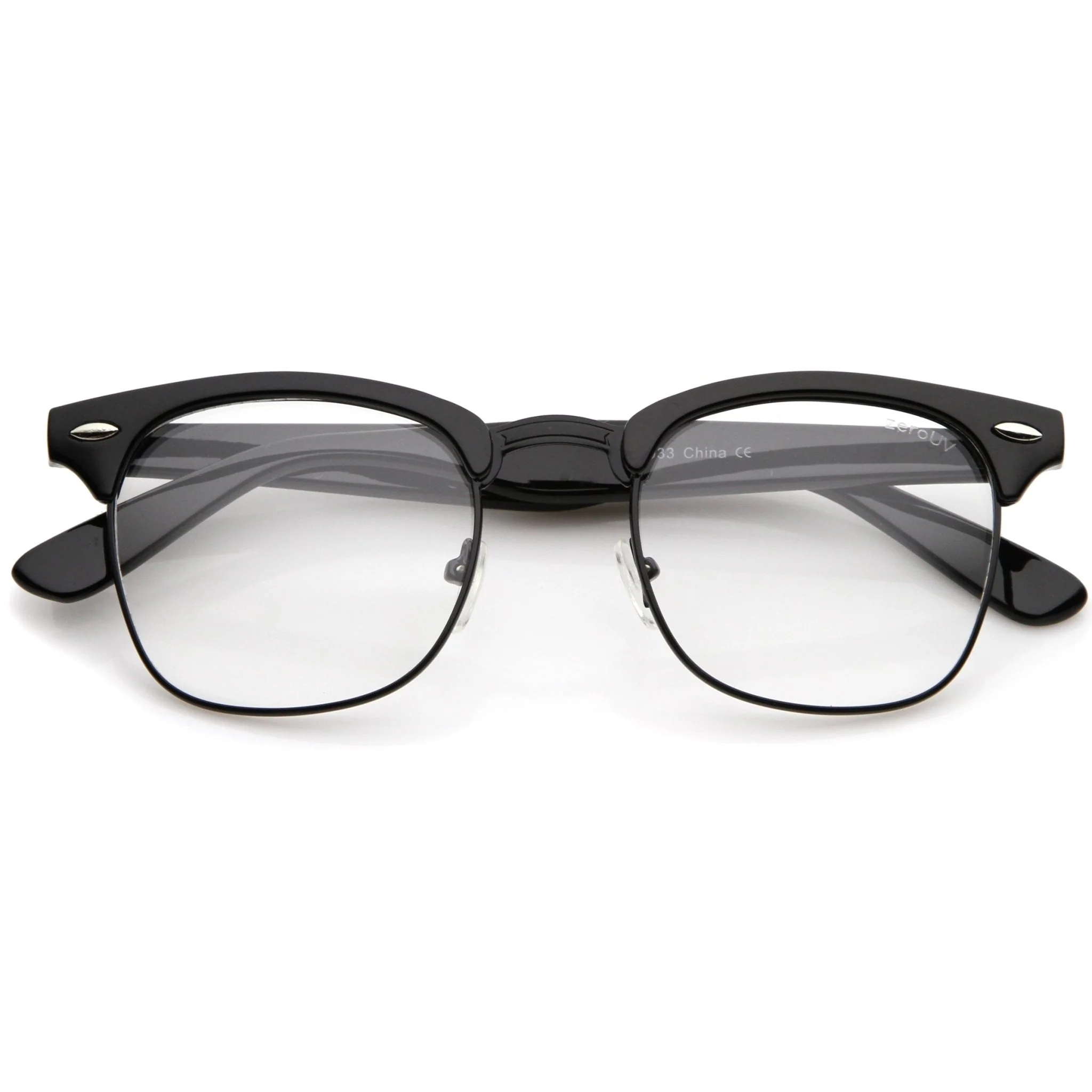 zeroUV Vintage Inspired Classic Horned Rim Half Frame Clear Lens Glasses 2933 - Image 27
