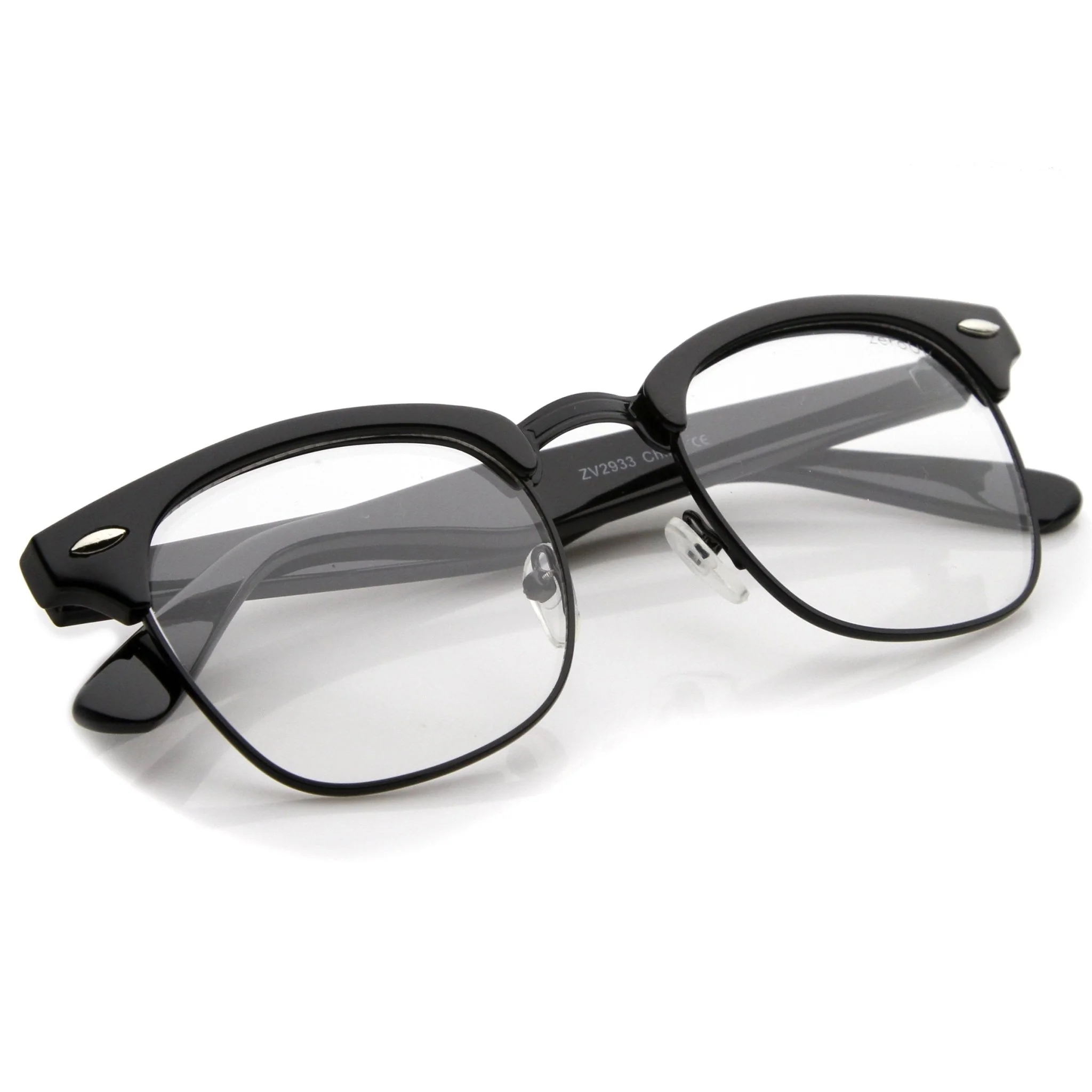 zeroUV Vintage Inspired Classic Horned Rim Half Frame Clear Lens Glasses 2933 - Image 30