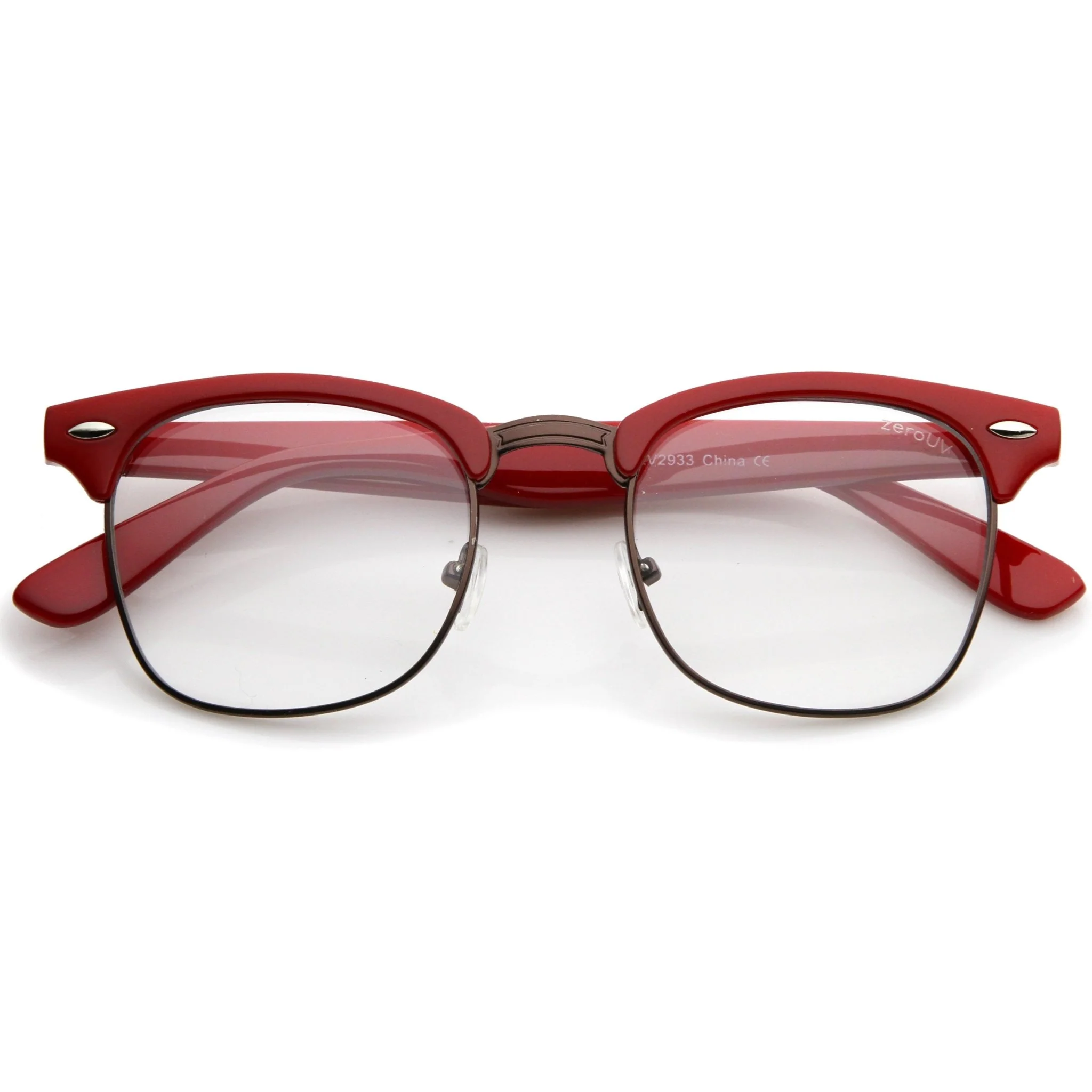 zeroUV Vintage Inspired Classic Horned Rim Half Frame Clear Lens Glasses 2933 - Image 34