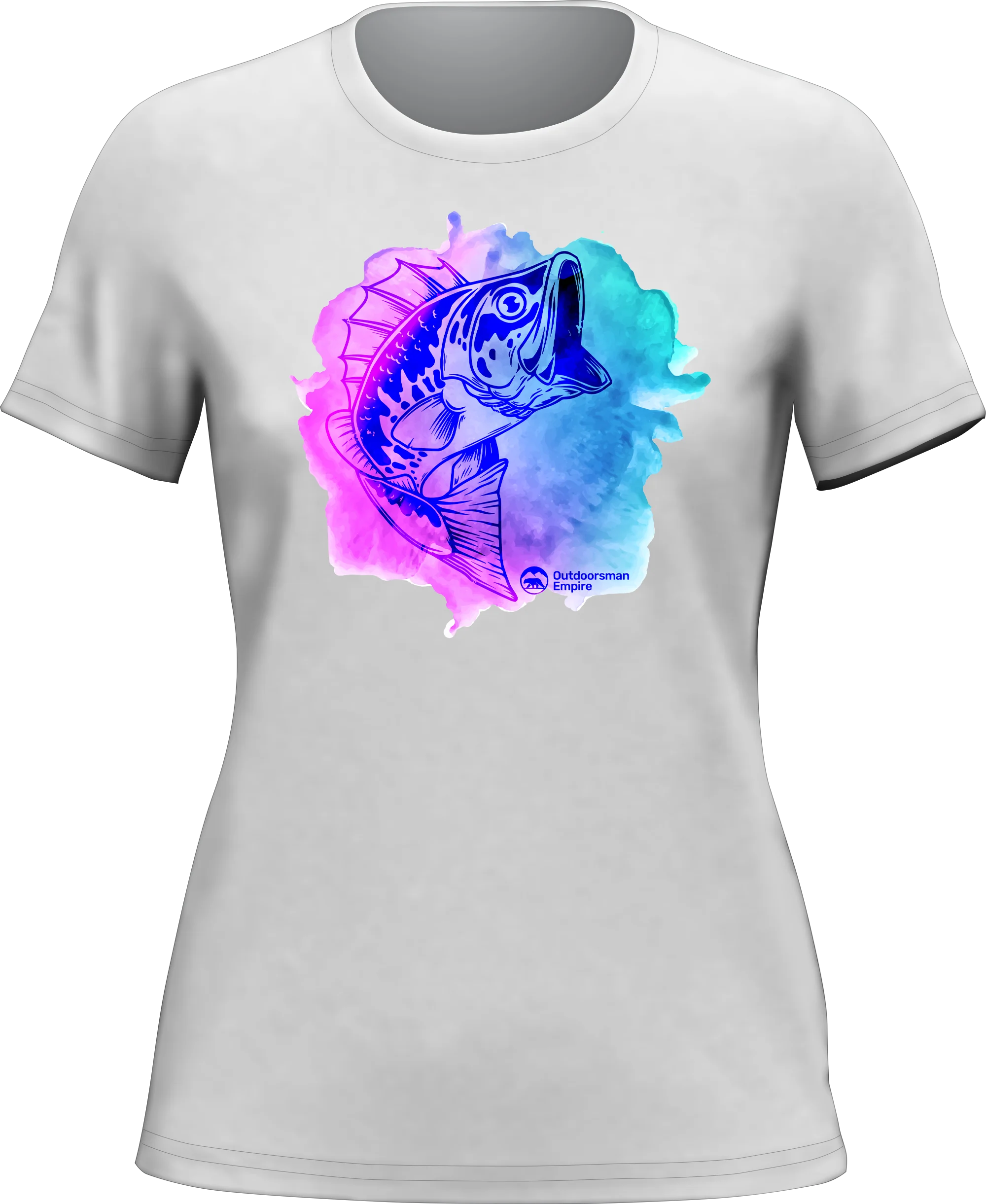 Outdoorzees Watercolor Fishing T-Shirt for Women - Image 4