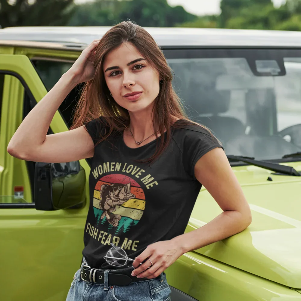 Outdoorzees Women Love Me Fish Hate Me T-Shirt for Women - Image 3