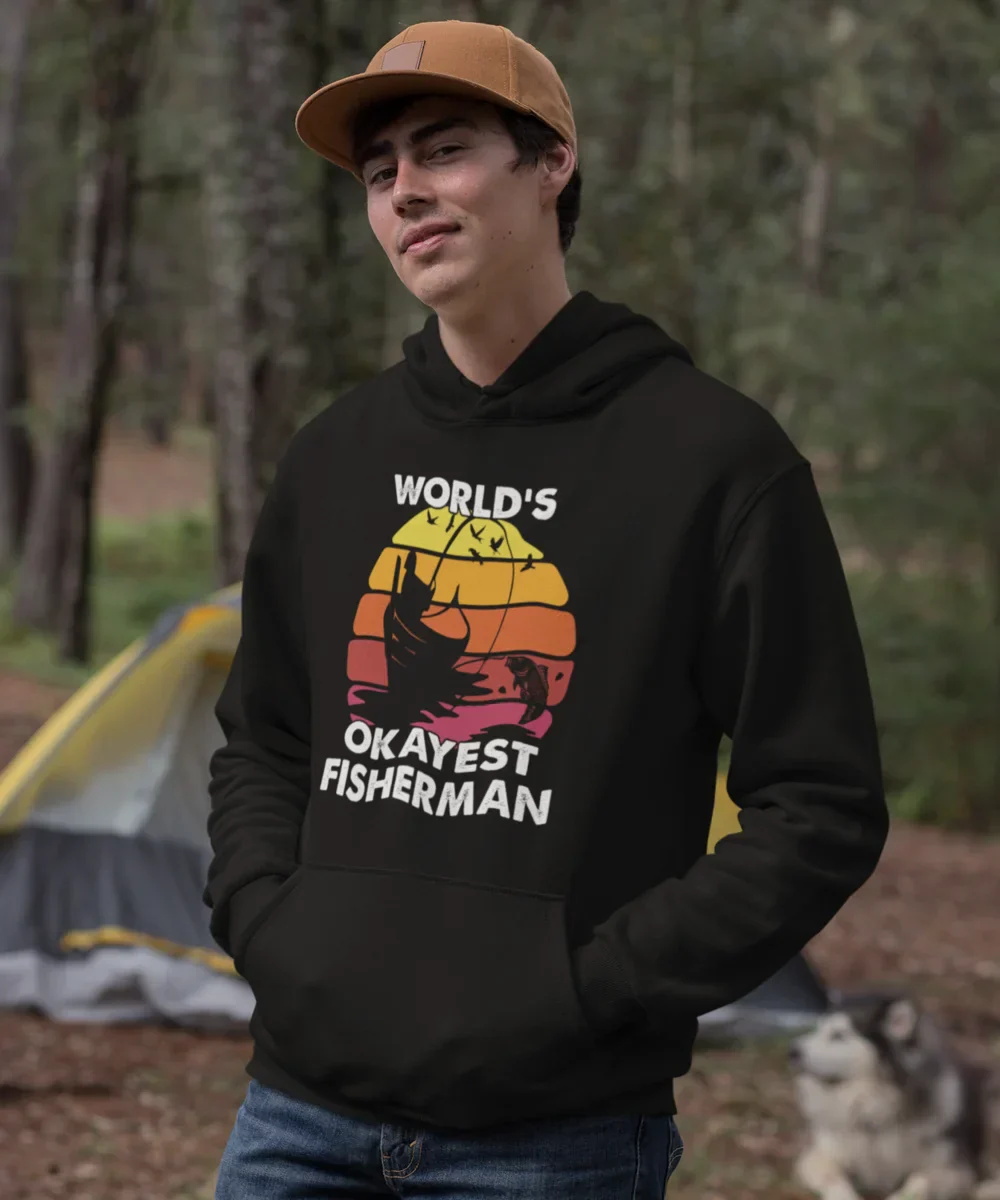 Outdoorzees World's Okayest Fisherman Unisex Hoodie - Image 4
