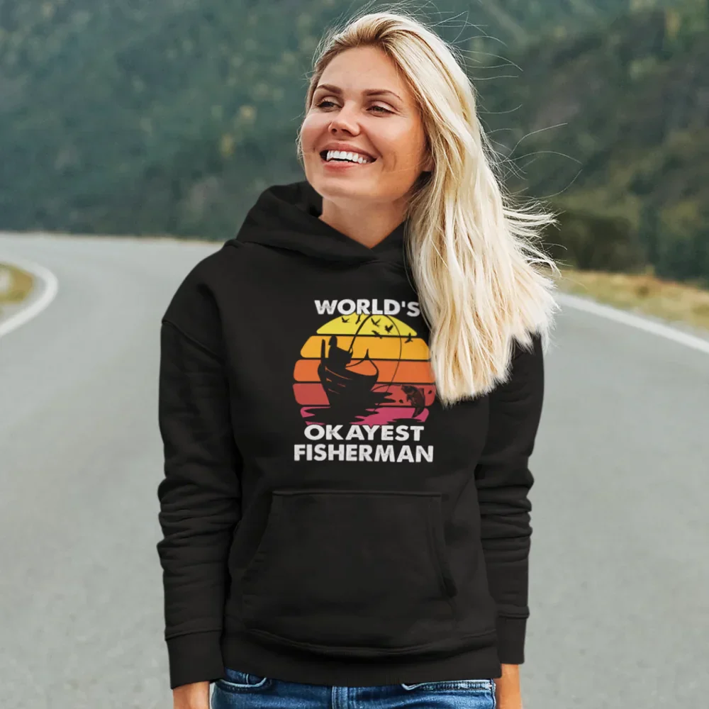 Outdoorzees World's Okayest Fisherman Unisex Hoodie - Image 5